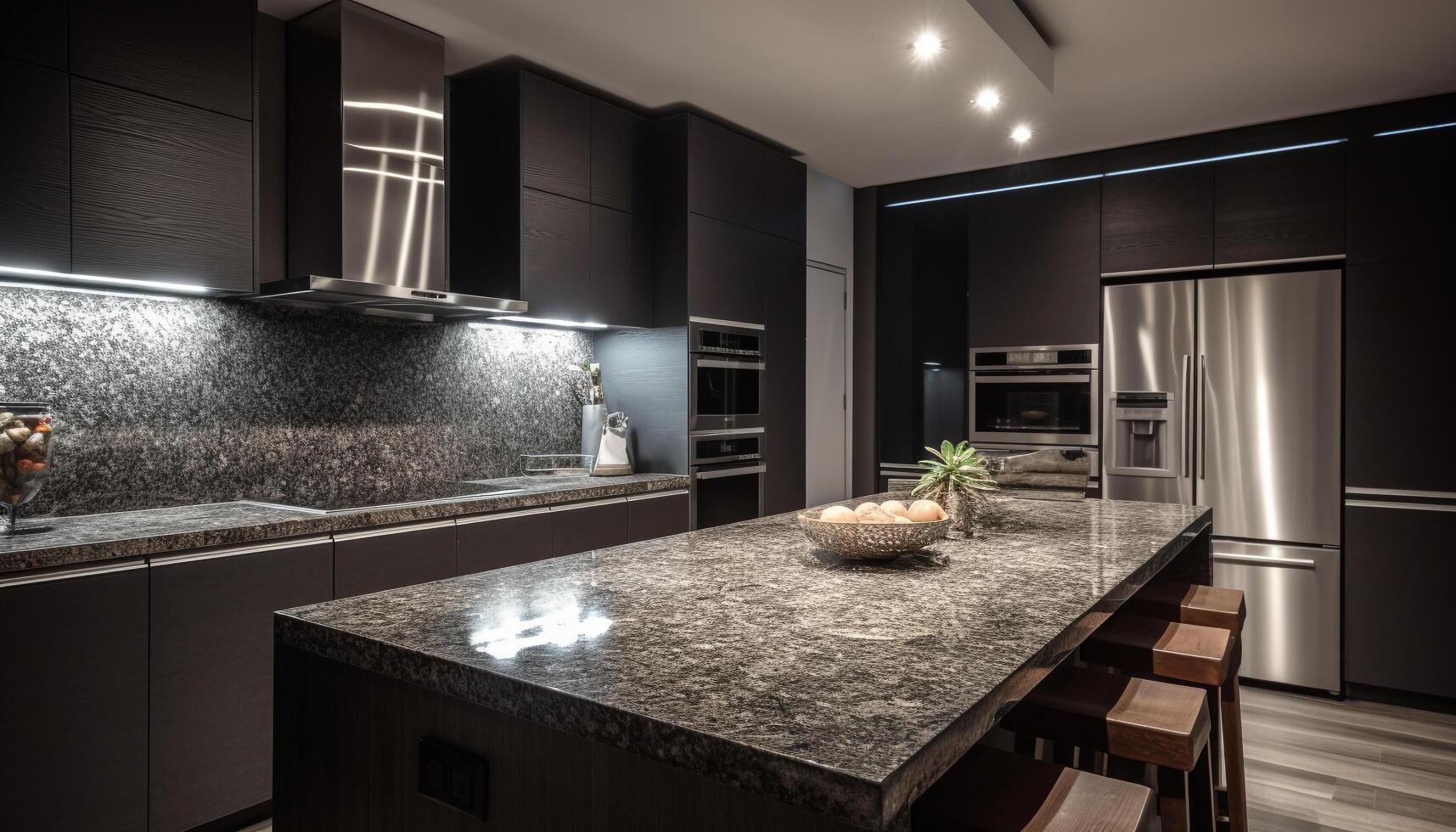 modern-luxury-kitchen-design-with-stainless-steel-appliances-and-granite-countertops-generated-by-ai-free-photo